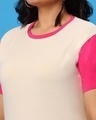 Shop Peppy Pink Contrast Sleeve Plus Size T-Shirt