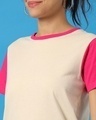 Shop Peppy Pink Contrast Sleeve T-Shirt