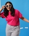 Shop Peppy Pink Plus Size Boyfriend T-Shirt-Front