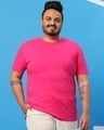 Shop Peppy Pink Plus Size Round Neck Hem T-Shirt