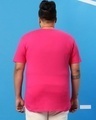 Shop Peppy Pink Plus Size Round Neck Hem T-Shirt-Design