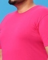 Shop Peppy Pink Plus Size Round Neck Hem T-Shirt