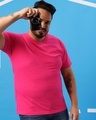 Shop Peppy Pink Plus Size V-Neck T-Shirt-Front