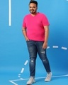 Shop Peppy Pink Plus Size V-Neck T-Shirt-Full