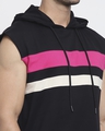 Shop Peppy Pink Sleeveless Color Block Hoodie T-Shirt-Full