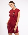 Shop Perfect Minnie Cap Sleeve Printed T-Shirt Dress (DL) Bold Red-Front