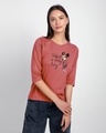Shop Perfect Minnie Round Neck 3/4 Sleeve T-Shirt (DL) Ginger Spice-Front