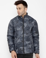Shop Men's Navy Camo Printed Lightweight Puffer Jacket-Front