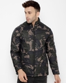 Shop Men's Olive Camo Printed Lightweight Puffer Jacket-Front