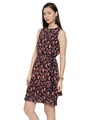 Shop Perm A-pleat Printed Navy Shift Dress For Women's