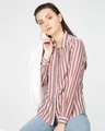 Shop Peru Black Slim Cotton Stripe Shirt-Front