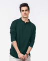 Shop Pine Green Henley Full Sleeve T-Shirt-Front