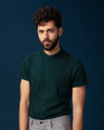 Shop Pine Green Mandarin Collar Pique Shirt-Front