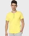 Shop Pineapple Yellow Half Sleeve Henley T-Shirt-Front