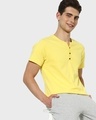 Shop Pineapple Yellow Half Sleeve Henley T-Shirt