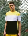 Shop Pineapple Yellow White & Black 90's Vibe Panel T-Shirt-Front