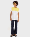 Shop Pineapple Yellow- White Color Block Boyfriend T-shirt-Full