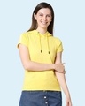 Shop Pineapple Yellow-White Half Sleeve Hoodie T-Shirt-Front