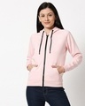 Shop Pink Melange Zipper Hoodie-Design