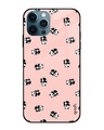 Shop Pink Panda Pattern Premium Glass Case for Apple iPhone 12 Pro Max (Shock Proof, Scratch Resistant)-Front