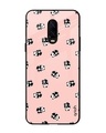 Shop Pink Panda Pattern Premium Glass Case for OnePlus 6T (Shock Proof, Scratch Resistant)-Front