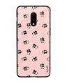 Shop Pink Panda Pattern Premium Glass Case for OnePlus 7 (Shock Proof, Scratch Resistant)-Front