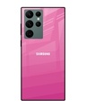 Shop Pink Ribbon Caddy Premium Glass Case for Samsung Galaxy S22 Ultra 5G (Scratch Resistant)-Front