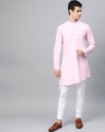 Shop Pink Solid Straight Kurta With Yoke Thread Work With Kurta Pyjama-Front
