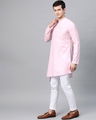 Shop Pink Solid Straight Kurta With Yoke Thread Work With Kurta Pyjama-Design