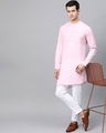 Shop Pink Solid Straight Kurta With Yoke Thread Work With Kurta Pyjama