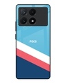 Shop Pink & White Stripes Premium Glass Case For Poco X6 Pro 5G(Shock Proof, Scratch Resistant)-Front