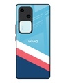 Shop Pink & White Stripes Premium Glass Case For Vivo V30 5G(Shock Proof, Scratch Resistant)-Front