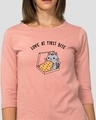 Shop Pizza Cat Round Neck 3/4 Sleeve T-Shirt Misty Pink-Front