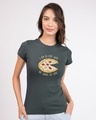 Shop Pizza Shape Half Sleeve T-Shirt-Front