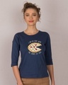 Shop Pizza Shape Round Neck 3/4th Sleeve T-Shirt-Front
