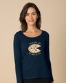 Shop Pizza Shape Scoop Neck Full Sleeve T-Shirt-Front
