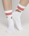 Shop Pizza Stripe Full Length Socks-Front