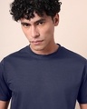 Shop Plain Blue Solid Regular Fit Men's T-shirt