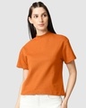 Shop Women's Orange Turtle Neck T-shirt-Front