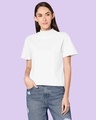 Shop Women's White Turtle Neck T-shirt-Front