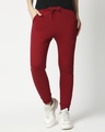 Shop Plain Red Casual Jogger Pant-Front