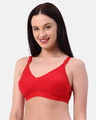 Shop Planet Inner Non Padded Non Wired Everday Wear Full Coverage Bra In Red-Front