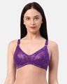 Shop Planet Inner Non Padded Non Wired Full Coverage Lace Bra In Purple