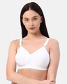Shop Planet Inner Non Padded Non Wired Full Coverage Pure Cotton Bra In White-Front