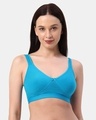 Shop Non Padded Full Coverage High Impact Slip On Sports Bra In Blue-Front