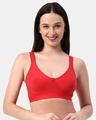 Shop Non Padded Full Coverage High Impact Slip On Sports Bra In Red-Front