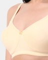 Shop Non Padded Non Wired Double Layered Moulded Fabric T Shirt Bra In Beige-Full