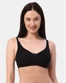 Shop Non Padded Non Wired Double Layered Moulded Fabric T Shirt Bra In Black-Front