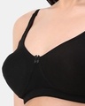 Shop Non Padded Non Wired Double Layered Moulded Fabric T Shirt Bra In Black-Full