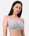 Shop Non Padded Non Wired Double Layered Moulded Fabric T Shirt Bra In Grey-Front